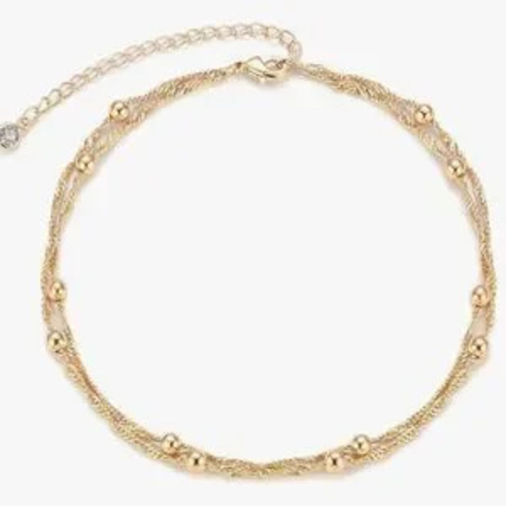 NEW?14K Gold Plated Dainty Boho Ankle Bracelet